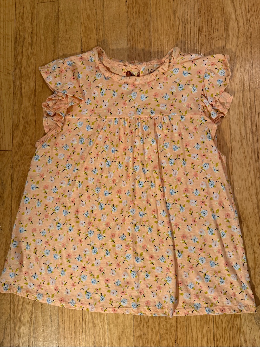 LOFT Women’s Peach Floral Flutter Sleeve Top Size Small